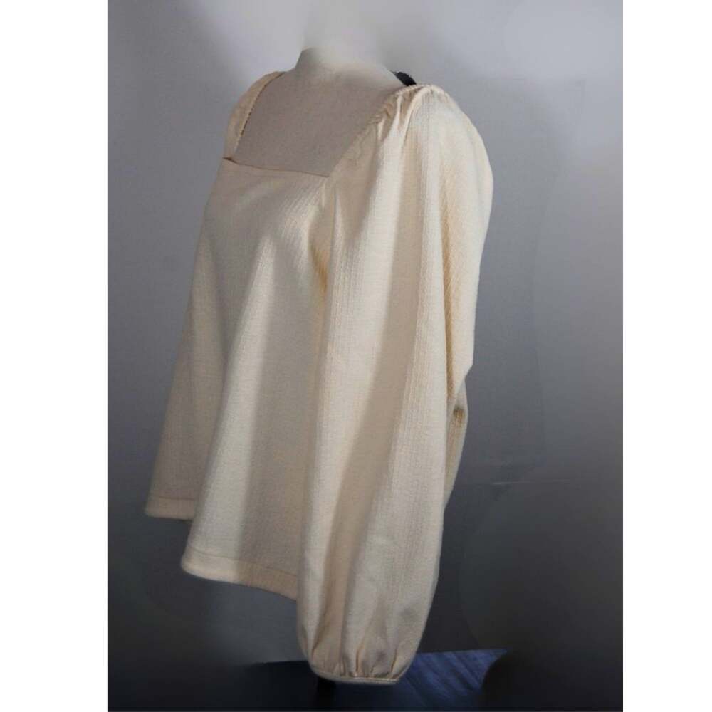 Madewell NWT Cream Textured Square Neck Puff Sleeve Blouse XL Romantic Boho - Picture 5 of 12